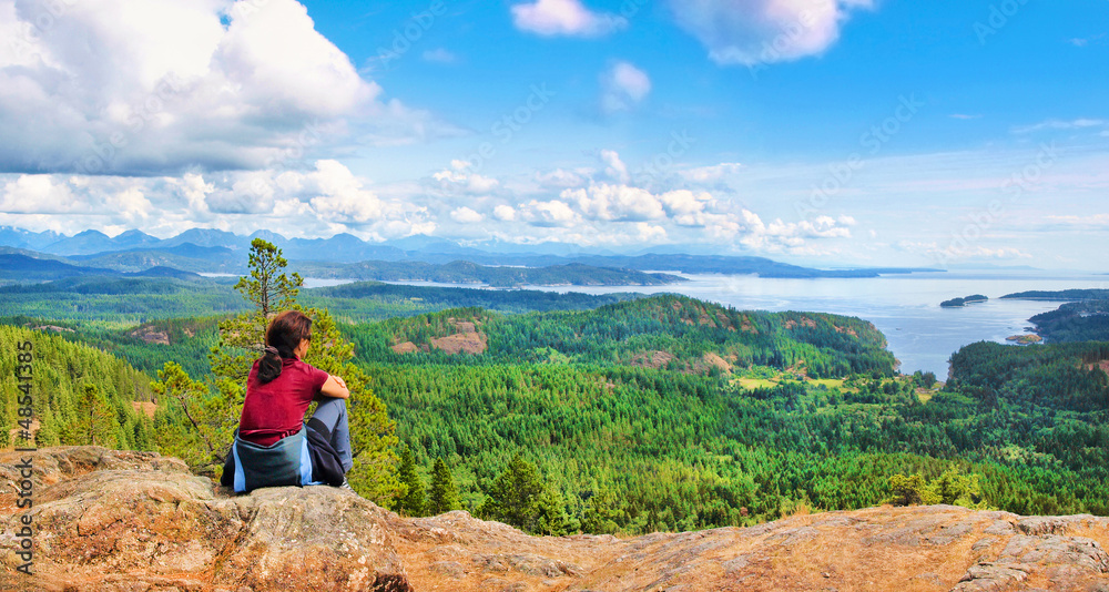 Woman enjoying the view on Vancouver Island, BC, Canada