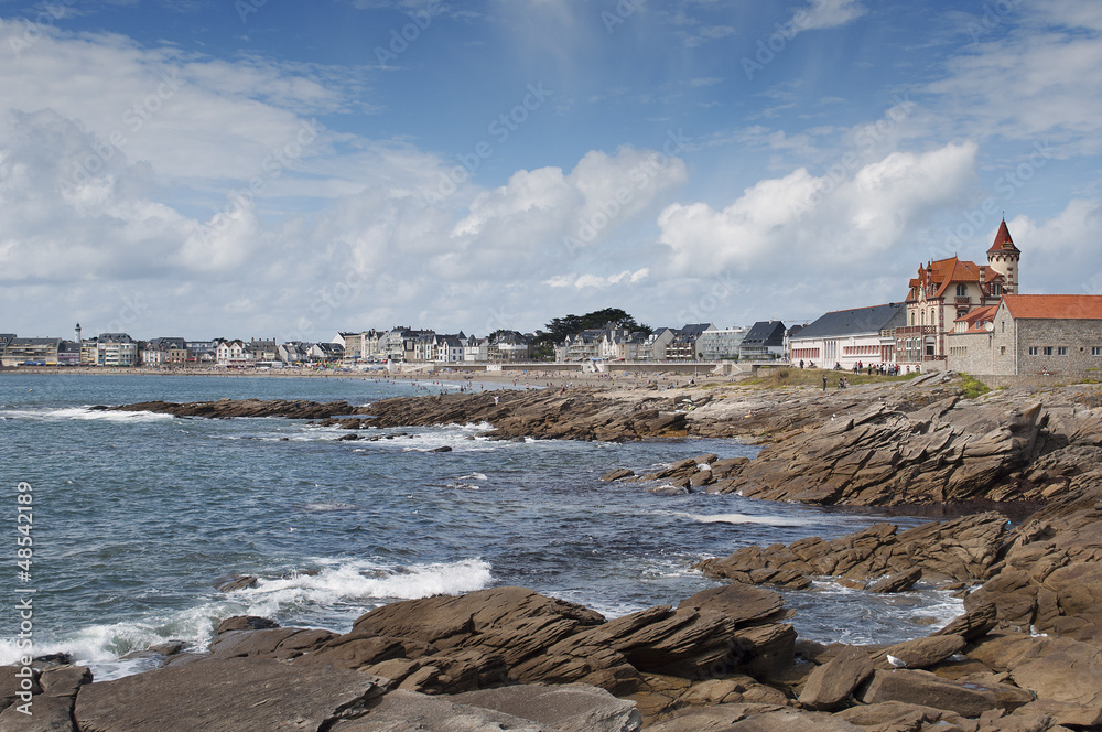 Panoramic of the beach and the town of Quiberon, Brittany
