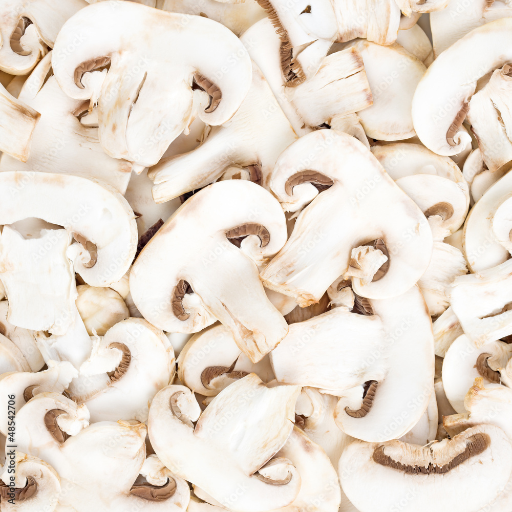 Champignon mushrooms sliced raw food pattern background texture Champignon mushrooms sliced raw food pattern background texture