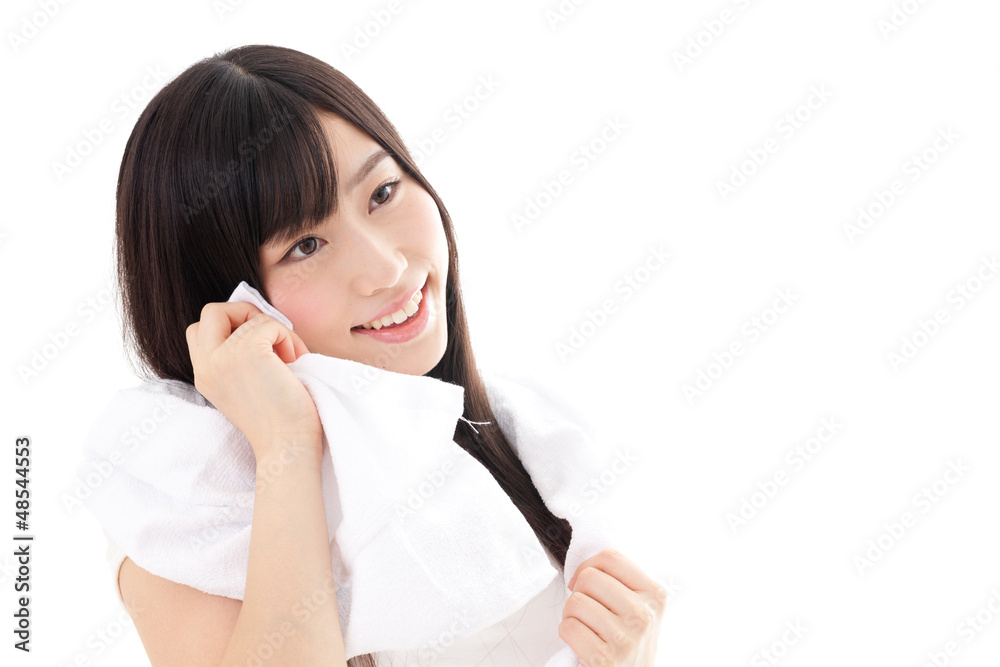 attractive asian woman on white background attractive asian woman on white background