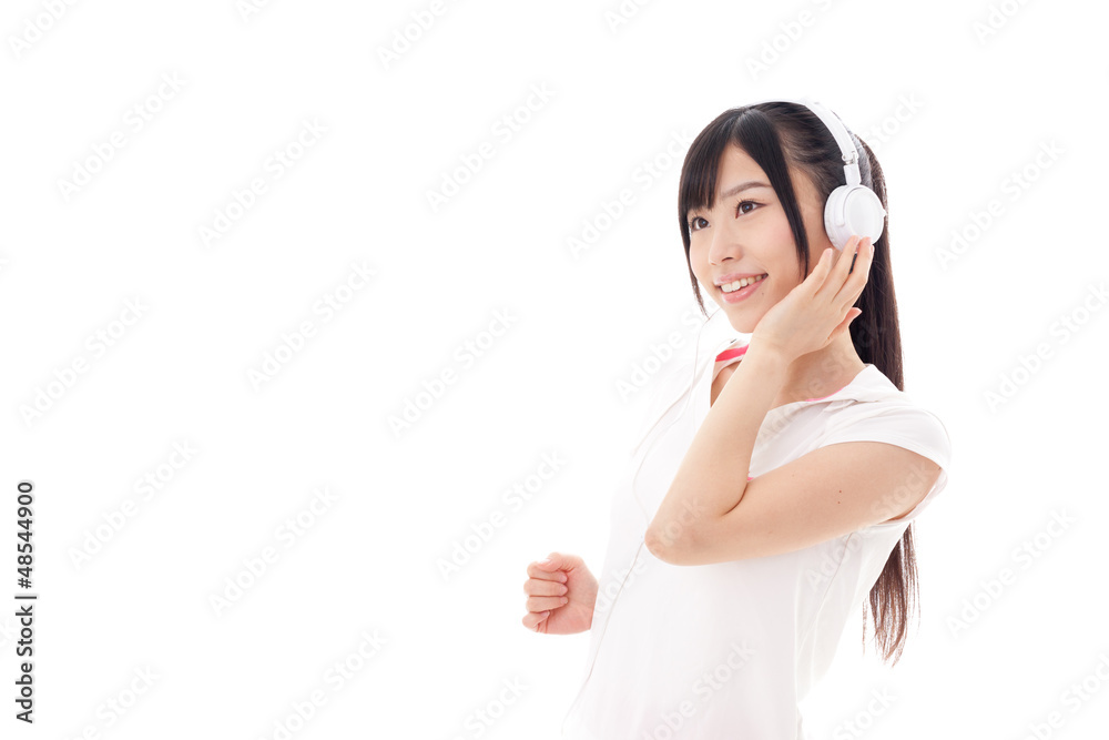 attractive asian woman jogging on white background attractive asian woman jogging on white background