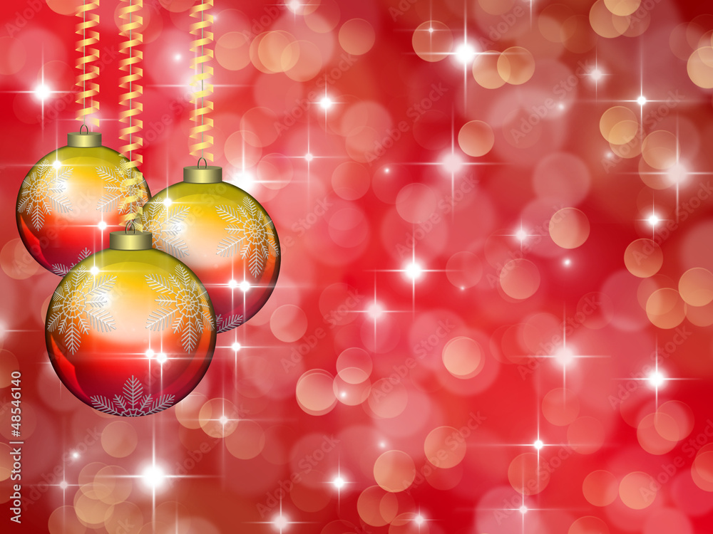 Christmas red background with stars and balls Christmas red background with stars and balls