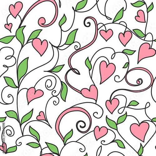 Seamless background with hearts ornament