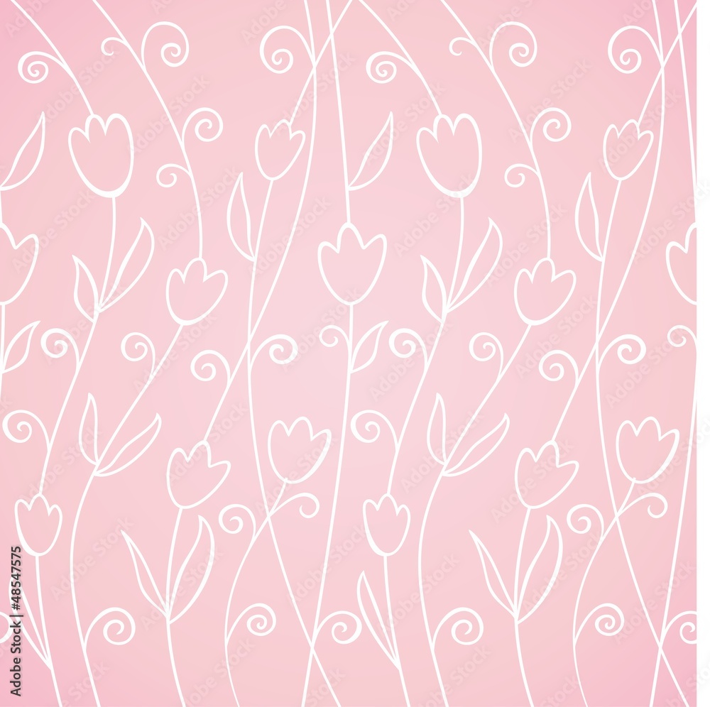 Floral background. Vector iilustration of hand drawn tulips.