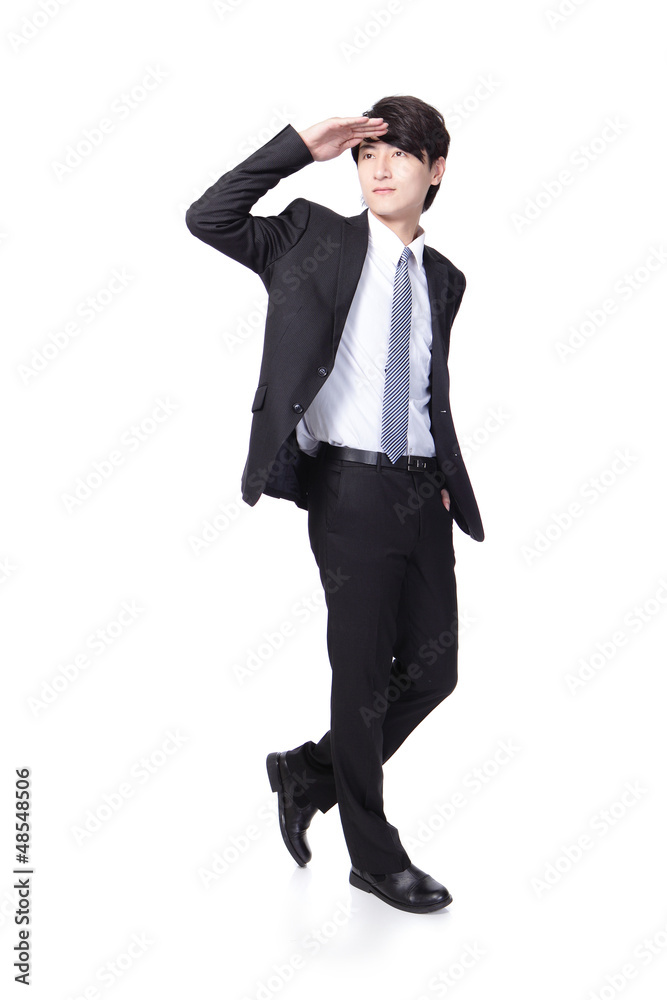 handsome business man looking to copy space handsome business man looking to copy space