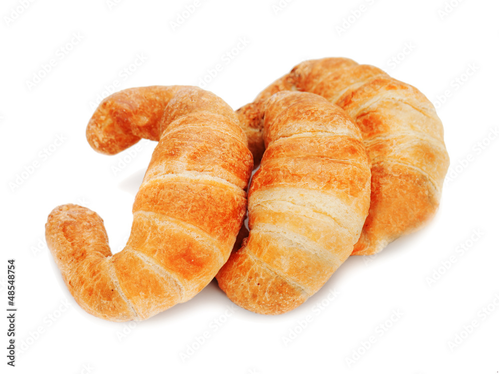 fresh and tasty croissant isolated on white background