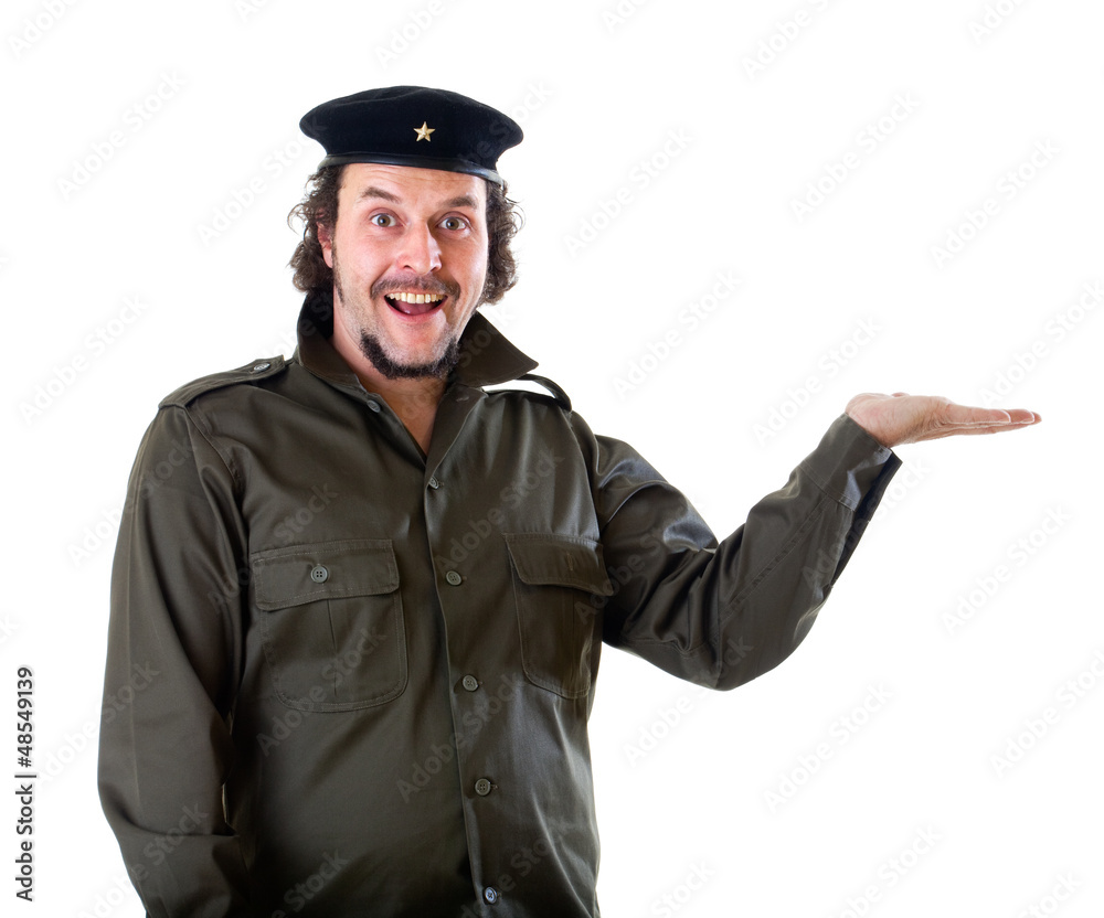Guerilla marketing guy holding an imaginary product Guerilla marketing guy holding an imaginary product