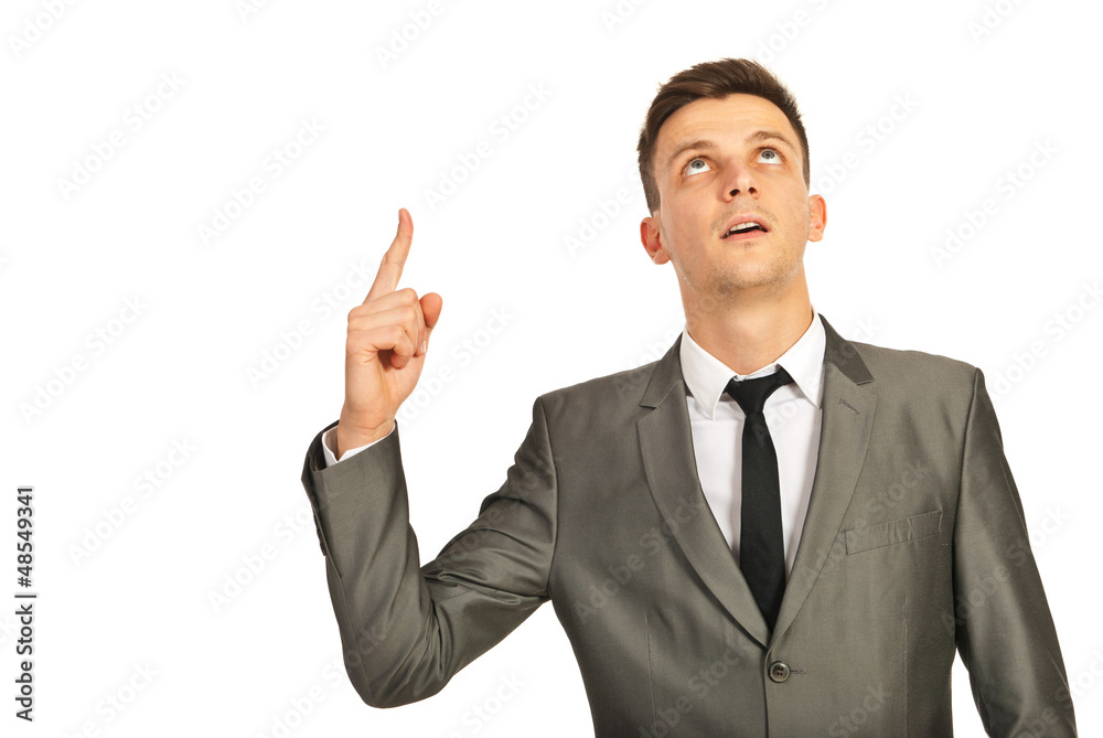 Business man pointing up Business man pointing up
