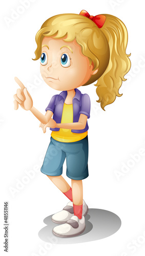 A female accusing