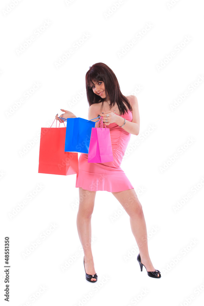 young, woman with shopping bags