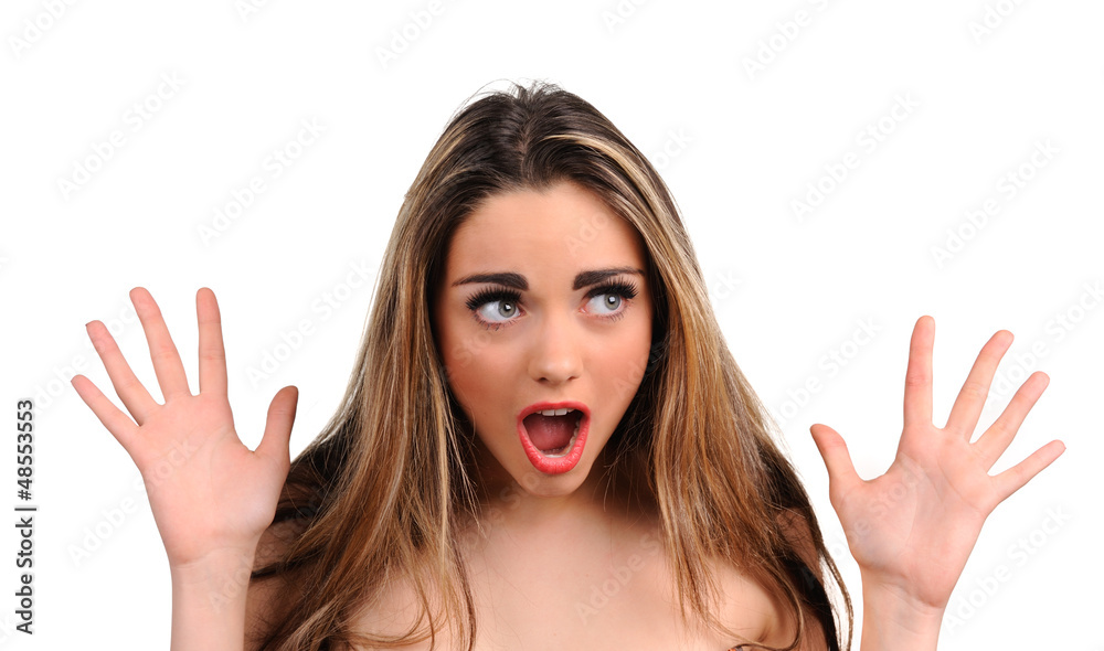 Pretty surprised girl with big eyes Pretty surprised girl with big eyes