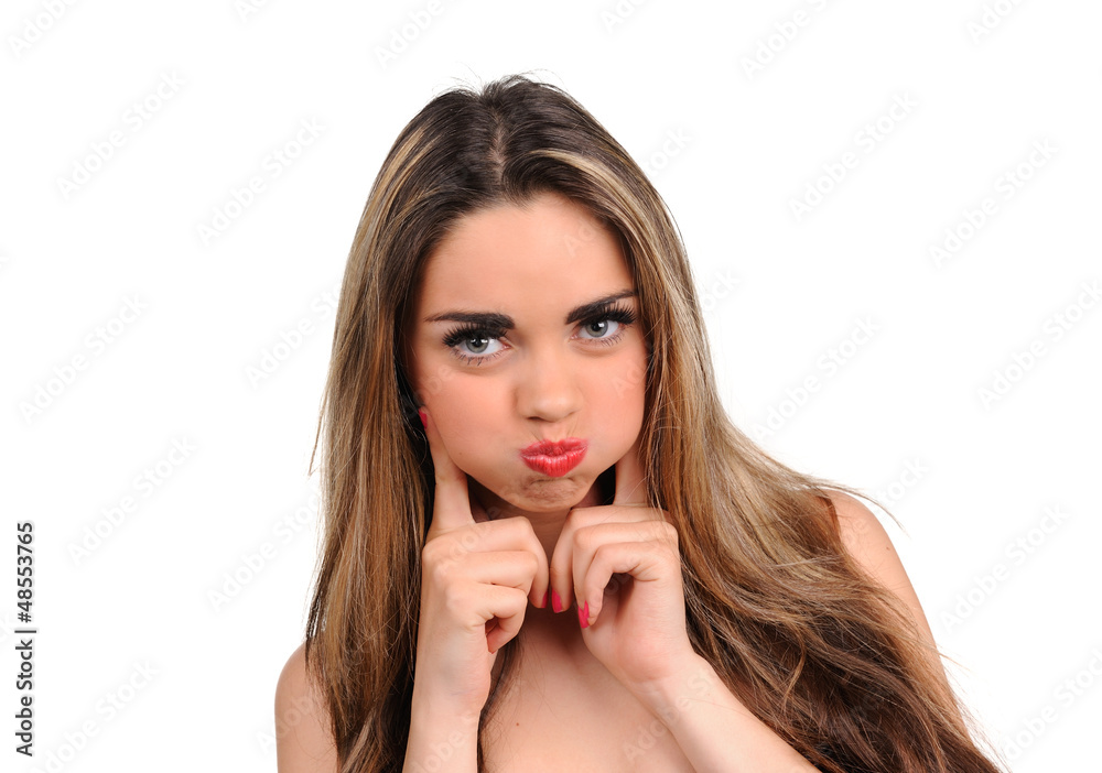 Sexy girl with inflated cheeks Stock Photo | Adobe Stock