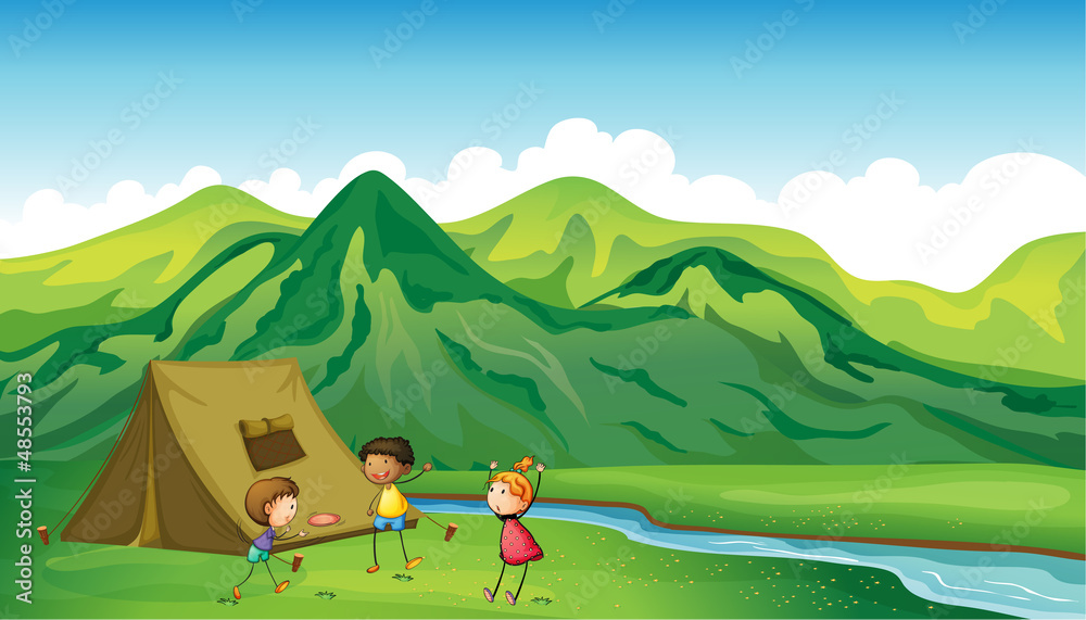 Three children playing Three children playing