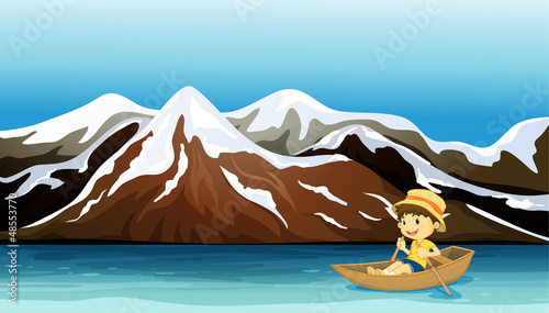 A young boy boating