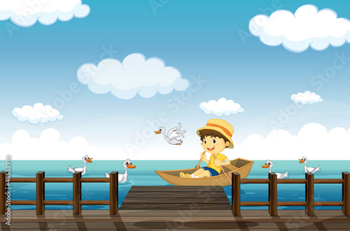 A boy boating