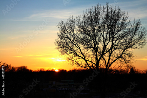 Sunset in the town