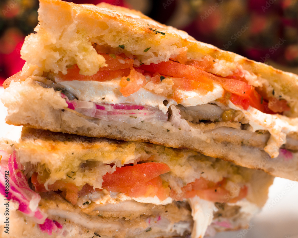 Italian Chicken, Mozzarella panini sandwich Italian Chicken, Mozzarella panini sandwich