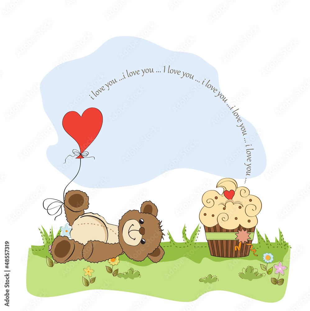 cute love card with teddy bear cute love card with teddy bear