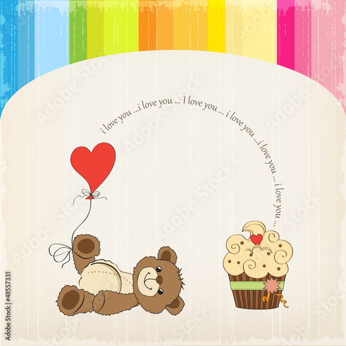 cute love card with teddy bear photo