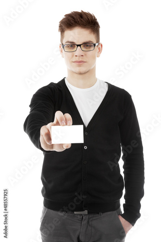 Man showing business
