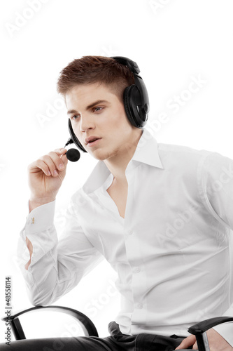Young man in headset