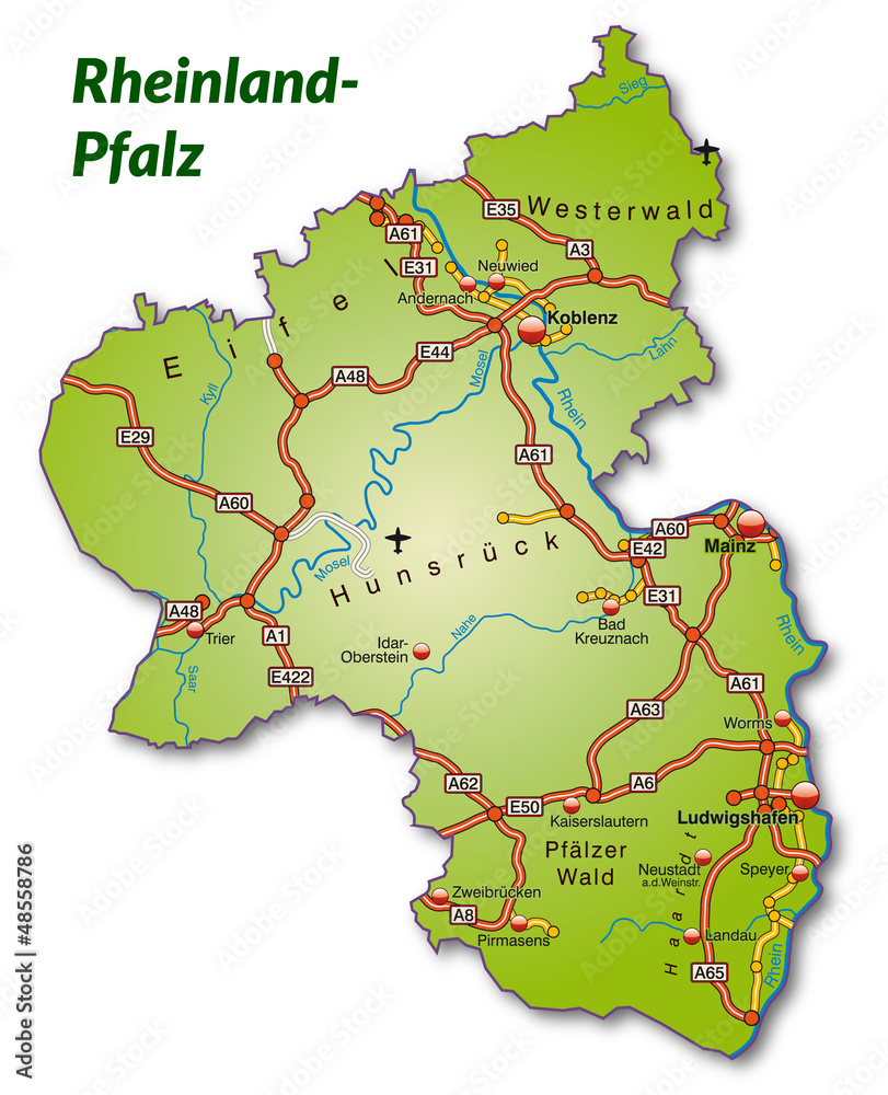 Landkarte von RheinlandPfalz mit Stock Vector Adobe Stock