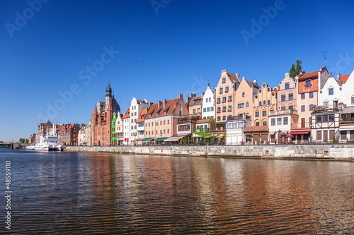 Panorama of the riverside Gdansk, Poland.