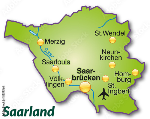 Landkarte von Saarland als Inselkarte