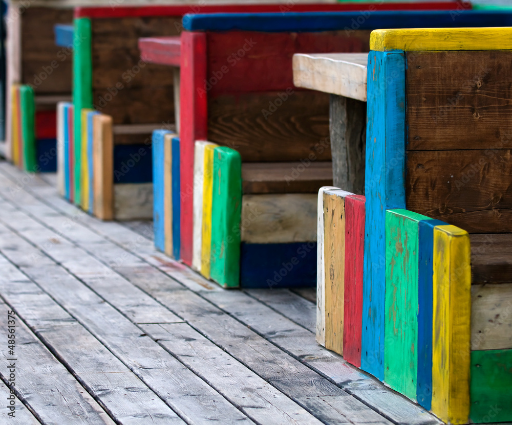 colorful  benches