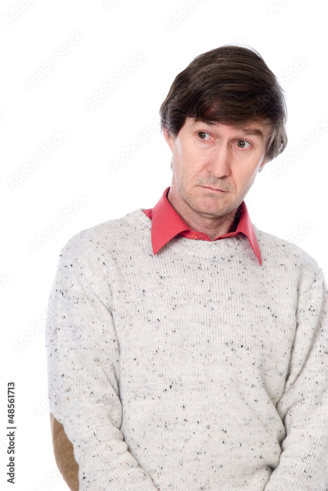 Portrait of a confused man looking to the side. Portrait of a confused man looking to the side.