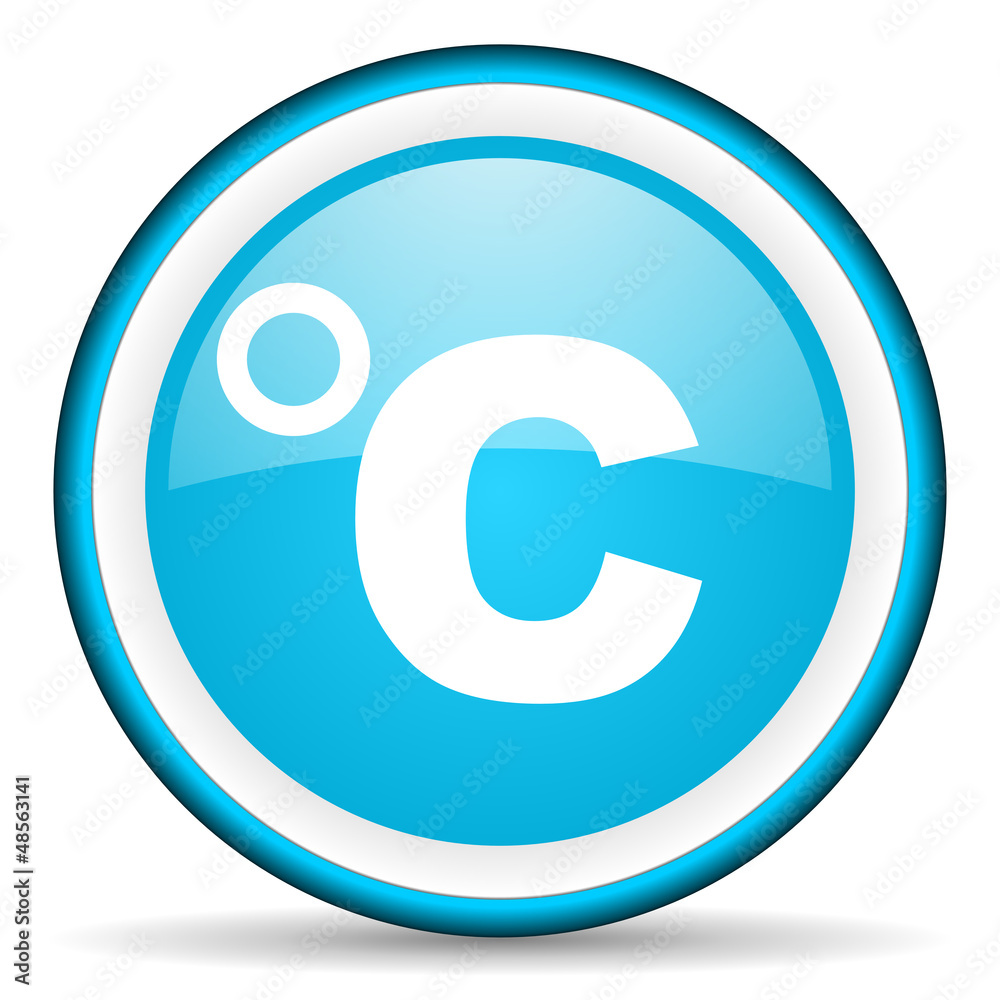 celsius blue glossy icon on white background celsius blue glossy icon on white background