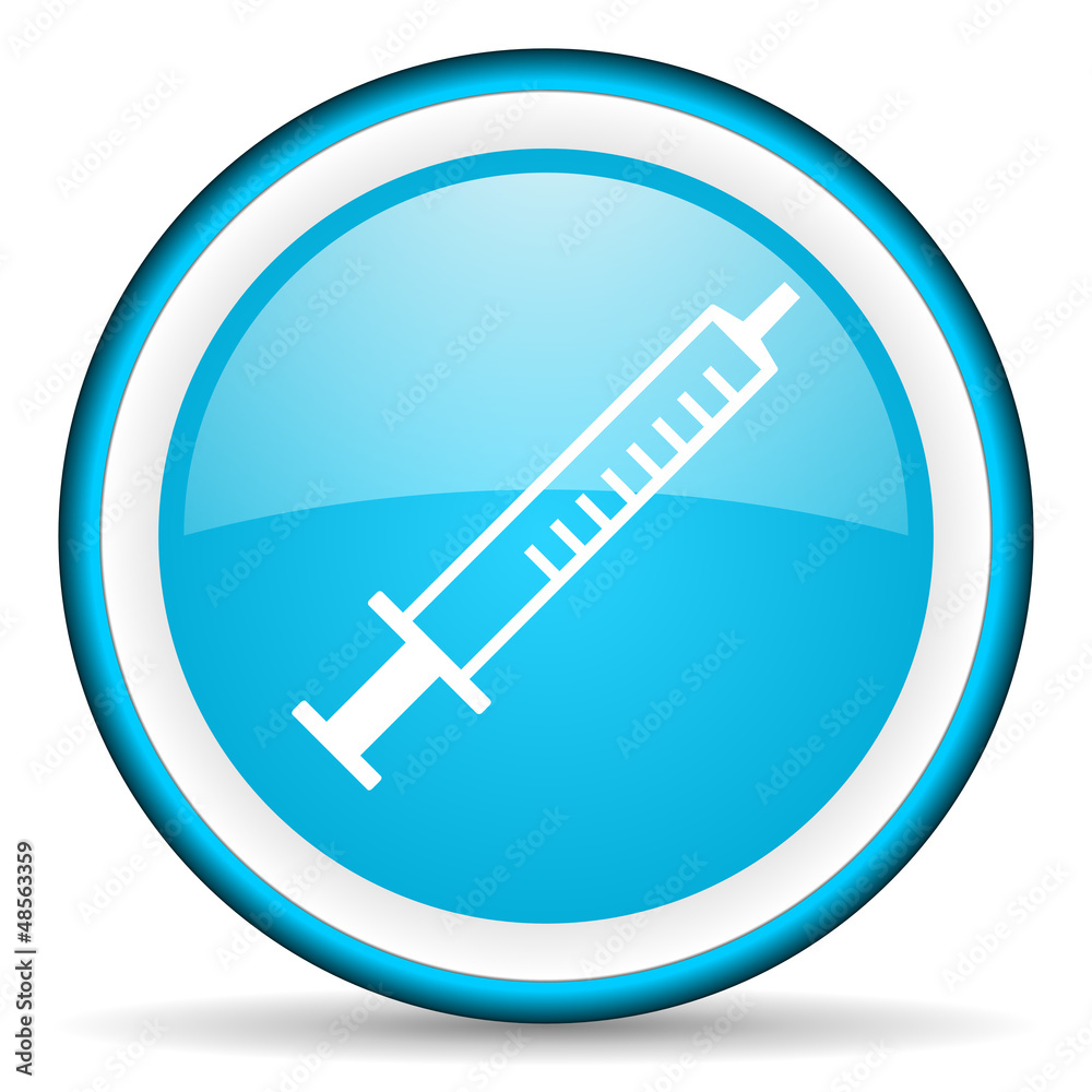 syringe blue glossy icon on white background syringe blue glossy icon on white background