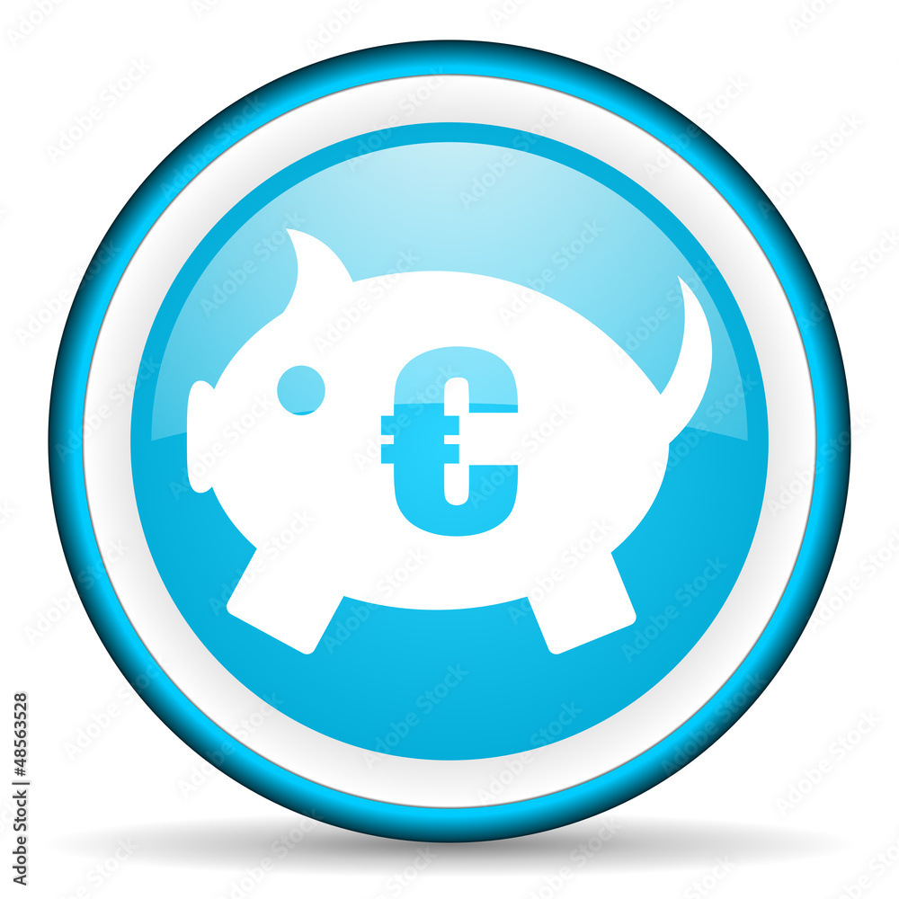 piggy bank blue glossy icon on white background piggy bank blue glossy icon on white background