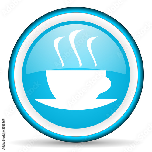 coffee blue glossy icon on white background