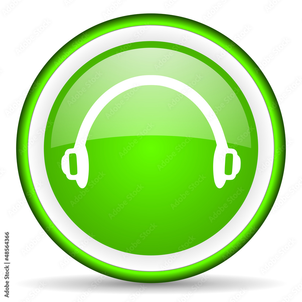 headphones green glossy icon on white background headphones green glossy icon on white background