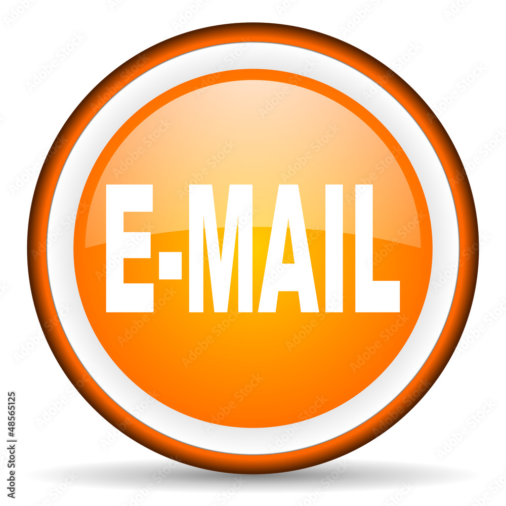 mail orange glossy icon on white background mail orange glossy icon on white background