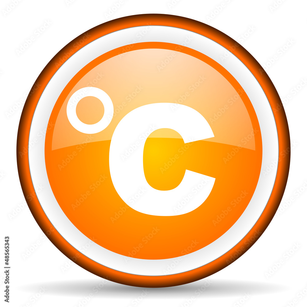 celsius orange glossy icon on white background celsius orange glossy icon on white background