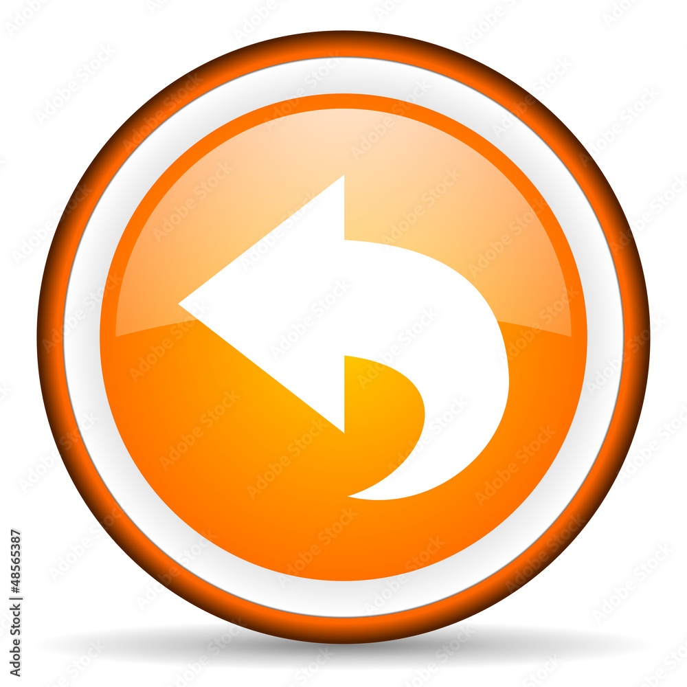 back orange glossy icon on white background back orange glossy icon on white background