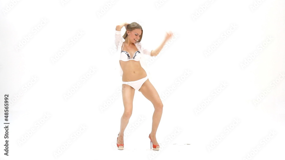 sexy young girl dancing against white background sexy young girl dancing against white background