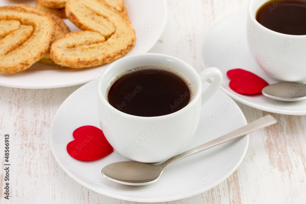 cup of coffee with cookies and red heart cup of coffee with cookies and red heart