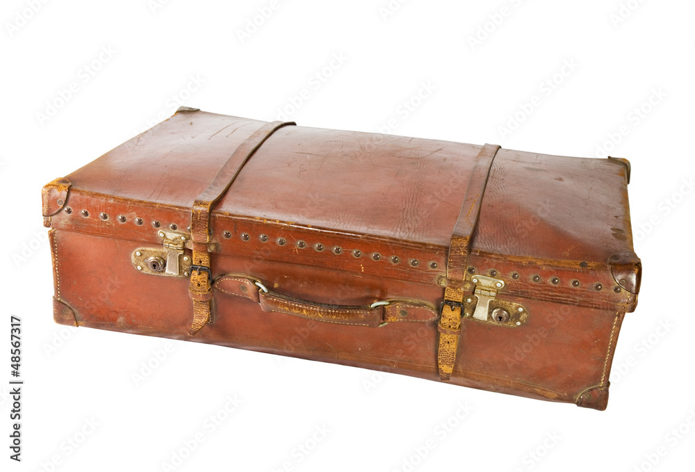 Old suitcase on a white background Old suitcase on a white background