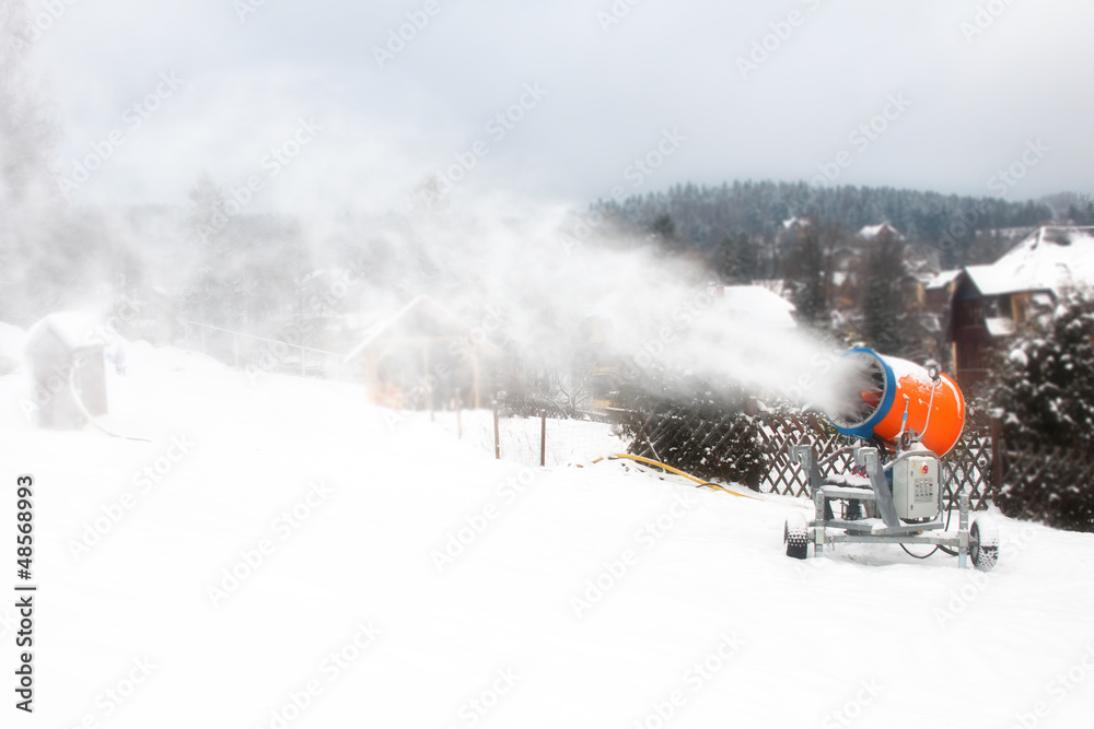 snow cannon, snow powder making - obrazy, fototapety, plakaty 