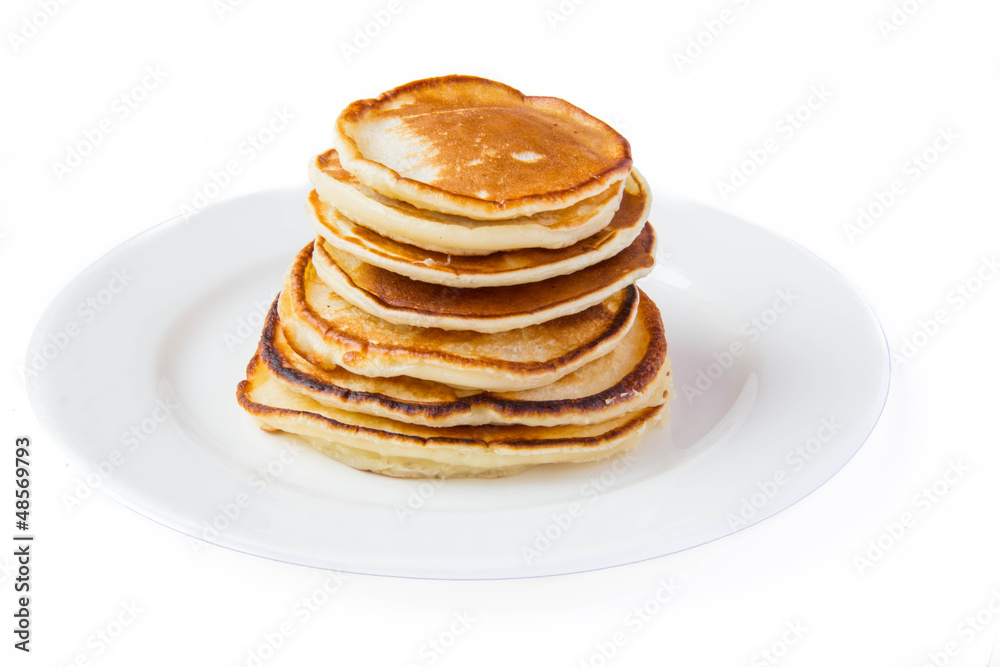 Isolated pancakes on a plate