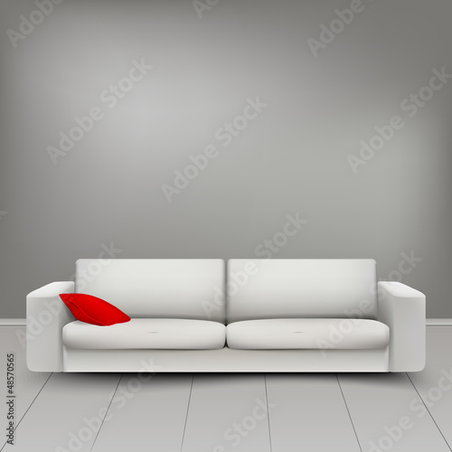 Sofa with red cushion