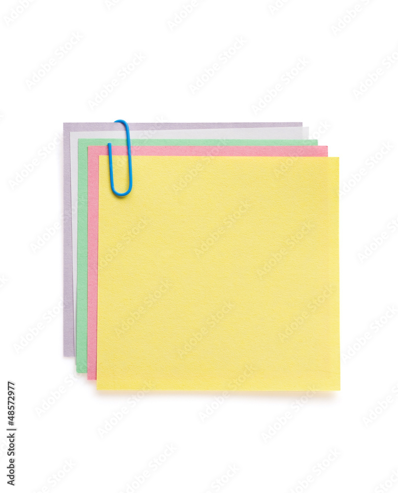 note paper and  clip on white