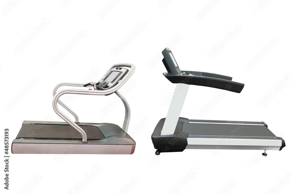 The image of treadmills under the white background The image of treadmills under the white background