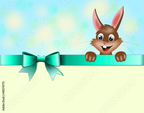 Frühlingsgruß mit Hase und Schleife