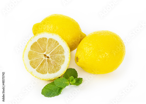 Lemon fruits on white background © AnnaMoskvina