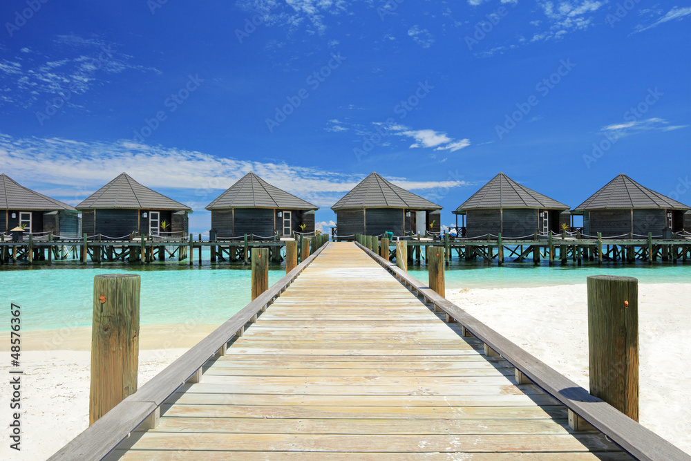 View of water villas resort on Maldives