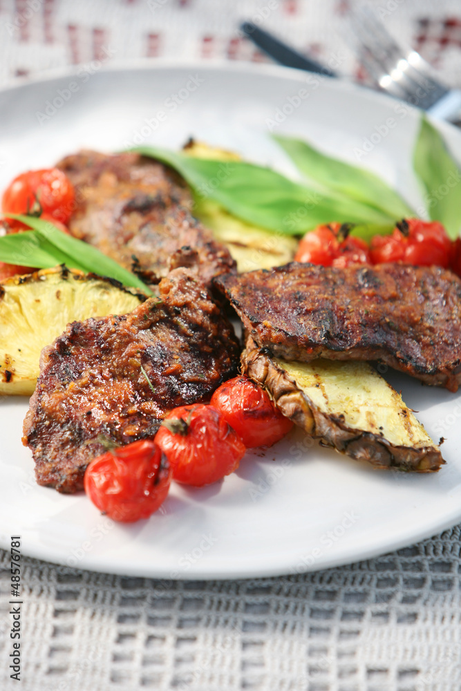 grilled meat tomato and pineapple grilled meat tomato and pineapple